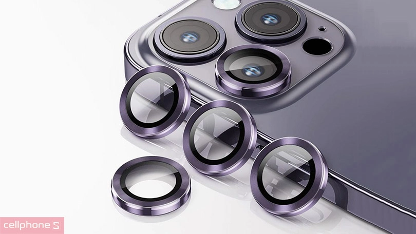 Miếng dán camera iPhone 14 Pro/14 Pro Max Mipow viền vàng