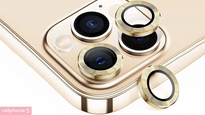 Miếng dán camera iPhone 14 Pro/14 Pro Max Mipow viền vàng