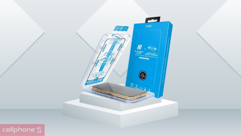 Kính cường lực iPhone 14 Pro Max Hoda có khung trợ dán
