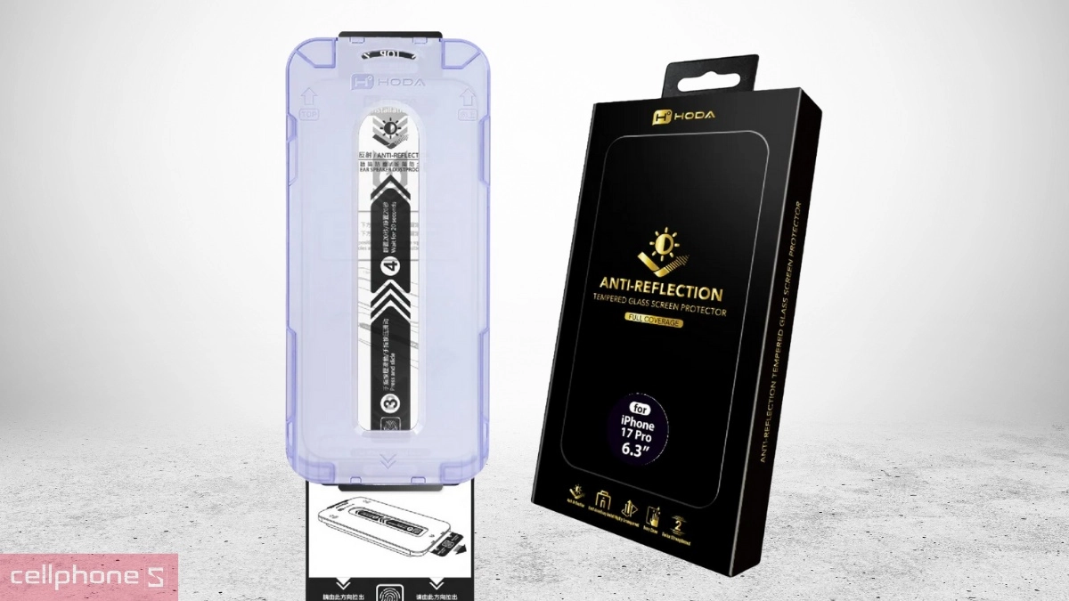 Chống ánh sáng xanh Kính cường lực iPhone 17 Pro Hoda chống ánh sáng xanh full