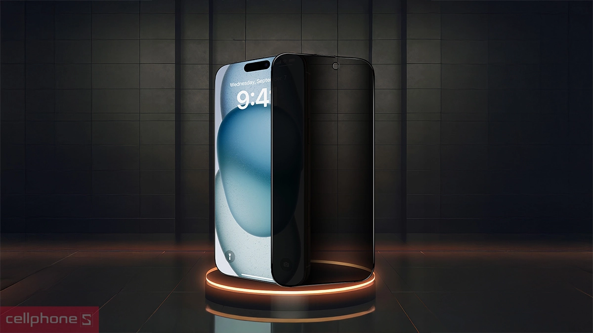 Chống nhìn trộm kính cường lực iPhone 17 Pro Max Hoda 3D Curved chống nhìn trộm full