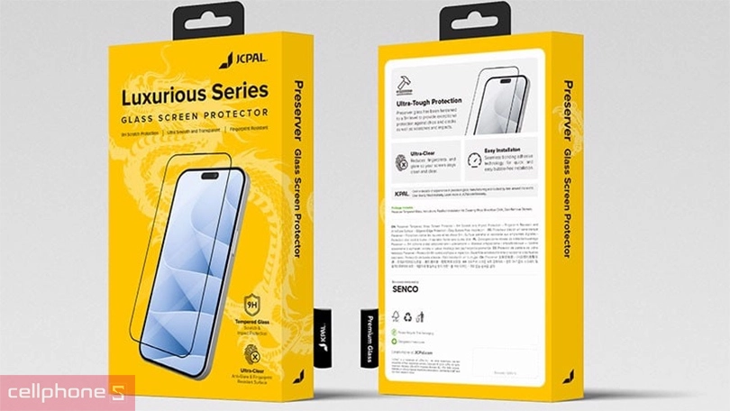 Dán cường lực iPhone 15 JCPal chống va đập Full cao cấp