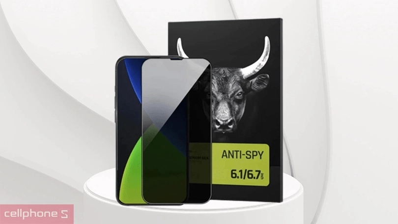 Kính cường lực iPhone 15 Mipow Premium Privacy chống nhìn trộm