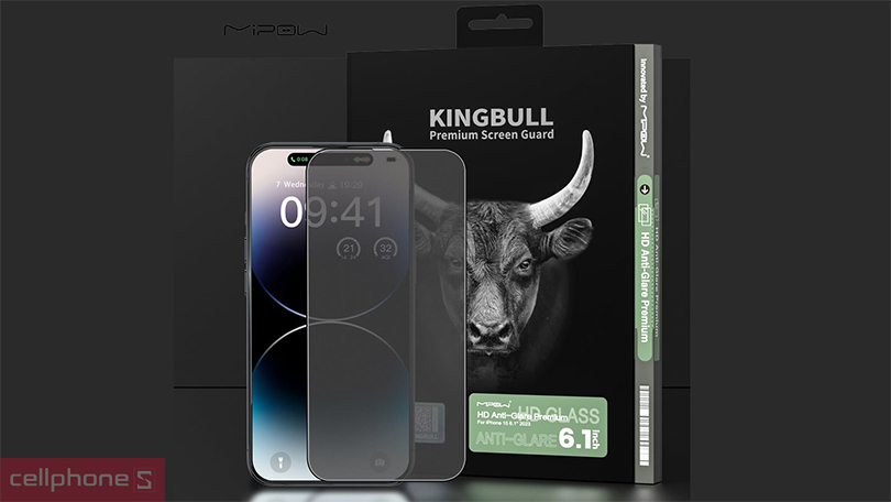 Dán cường lực iPhone 15 Pro MIPOW Anti-Glare - Chống chói tối ưu