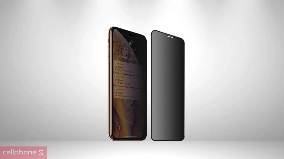 Bề mặt kính chống bám vân tay kính cường lực iPhone 11 Pro XS Mipow chống nhìn trộm 3D premium full DRS