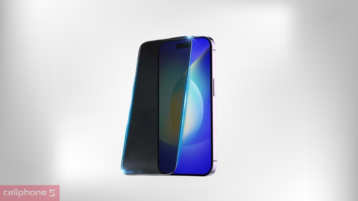 Thiết kế vát viền cong kính cường lực iPhone 15 Pro Max Mipow chống vân tay Premium Full DRS