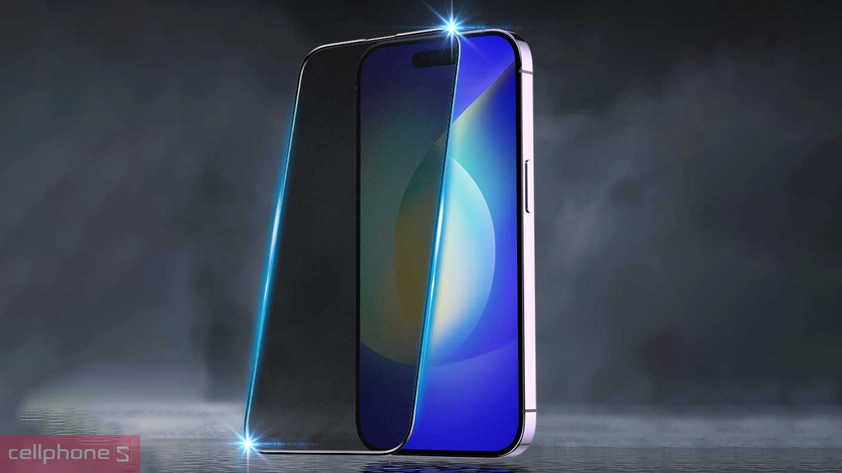 Hạn chế bám bẩn, vuốt chạm mượt mà kính cường lực iPhone 16 Pro Max Mipow chống vân tay Premium Full DRS