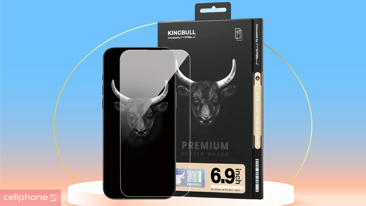Bề mặt kính cứng cáp, hạn chế trầy xước kính cường lực iPhone 16 Pro Max Mipow Ultra Protector full DRS