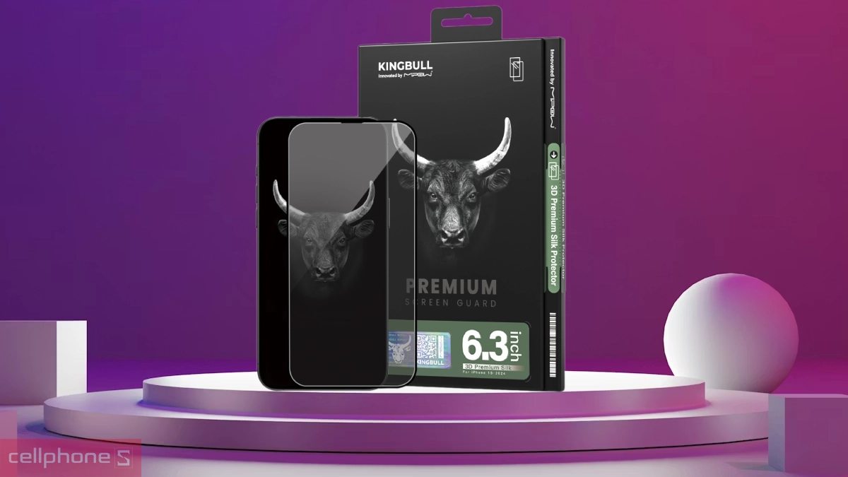 Độ cứng 9H, giảm sốc tối ưu kính cường lực iPhone 16 Pro Mipow 3D Premium Full DRS