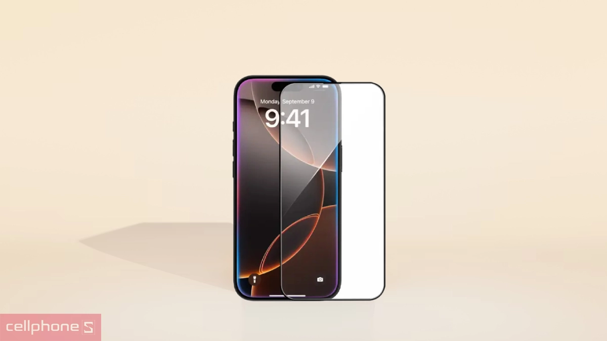 Lớp phủ Nano, hạn chế dấu vân tay kính cường lực iPhone 16 Pro Mipow 3D Premium Full DRS