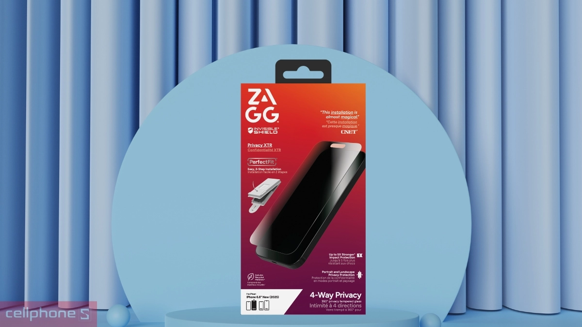 Độ bền kính cường lực iPhone Air chống nhìn trộm InvisibleShield XTR (không viền)