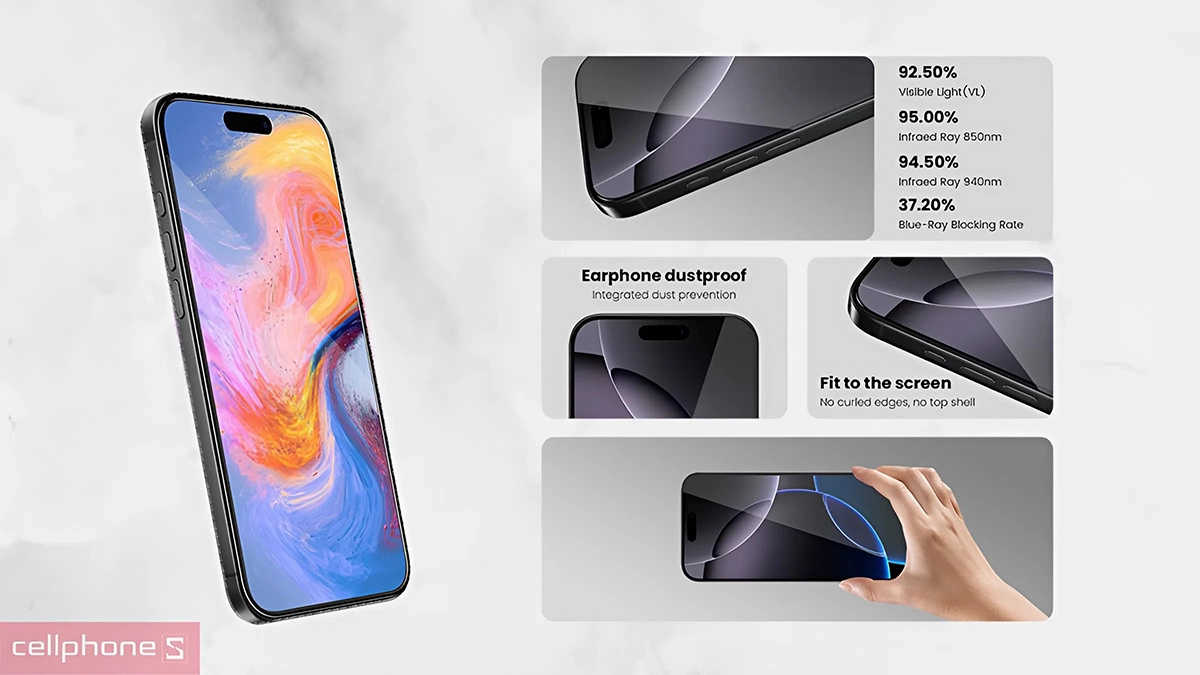 Mặt kính mỏng, trong, ngăn chặn ánh sáng xanh hiệu quả