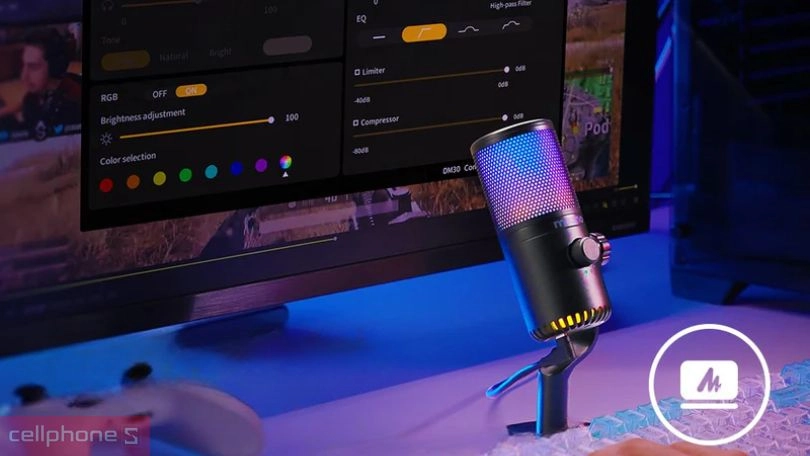 Kết nối trên microphone thu âm Maono DM30RGB