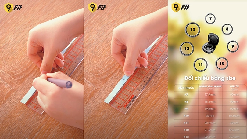 Hướng dẫn đo chu vi ngón tay phù hợp với kích thước nhẫn 9Fit