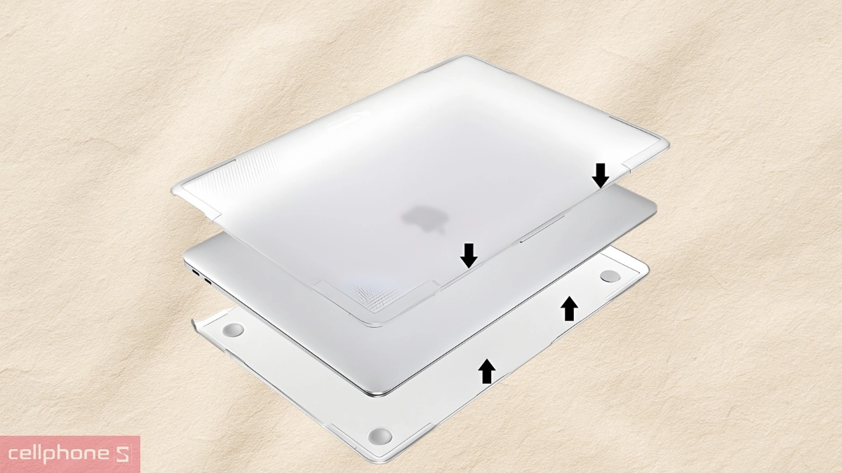 Thiết kế cứng cáp của ốp lưng MacBook Air 13 M1 Tomtoc Hardshell Slim Transparent DRS