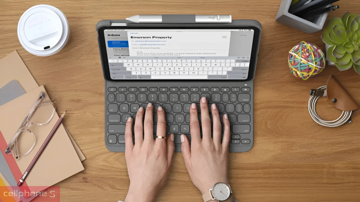 Bàn phím + bao da iPad 11 A16 (Gen 11)/10.9/Gen 10 Logitech Slim Folio Grey