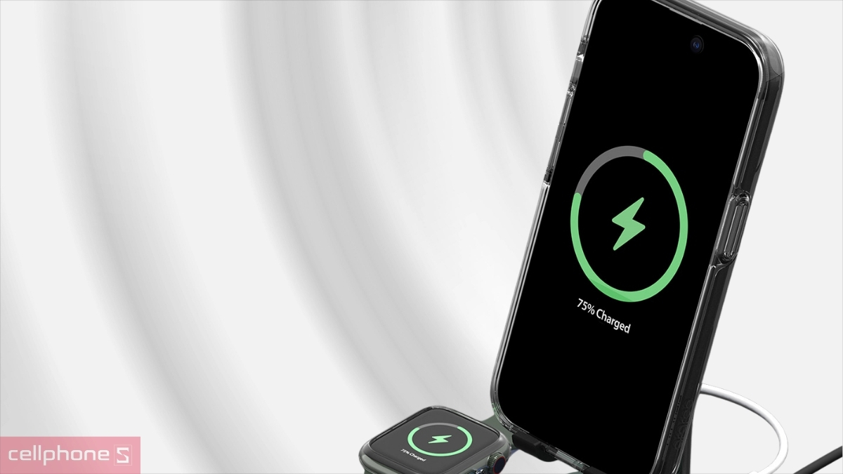 Sạc không dây ổn định với ốp lưng iPhone 15 Pro Max Araree Duple Clear