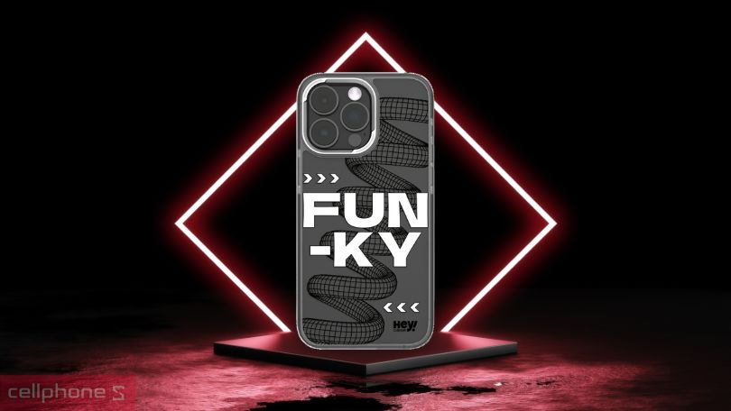 Ốp lưng iPhone 15 Pro Max Heycase Funky 2 Black Image - Diện mạo siêu ngầu cho thiết bị