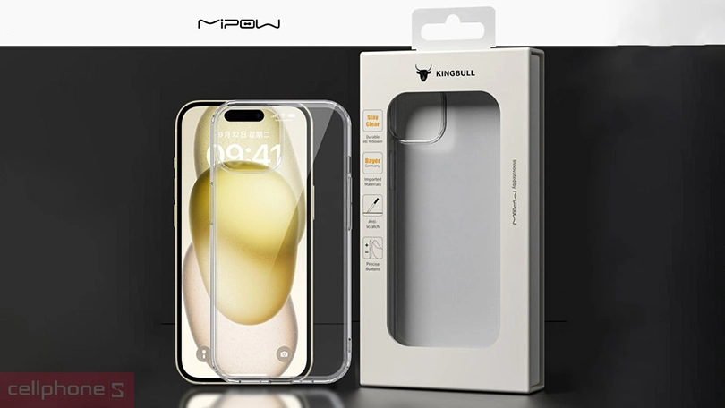 Ốp lưng iPhone 15 Pro Max Mipow Tempered Glass