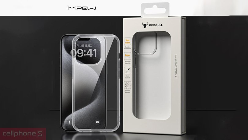 Ốp lưng iPhone 15 Pro Max Mipow Tempered Glass