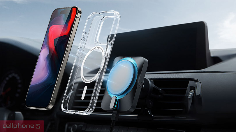 Ốp lưng iPhone 15 Pro Max ESR Classic Hybrid Halo Lock an toàn, tương thích với sạc không dây