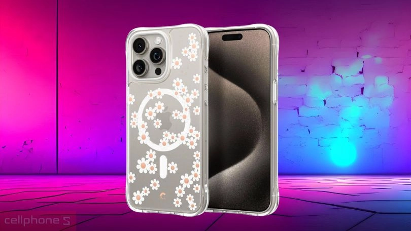 Ốp lưng iPhone 15 Pro Max Spigen Cecile White Daisy Mag