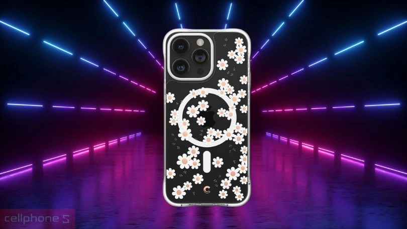 Ốp lưng iPhone 15 Pro Max Spigen Cecile White Daisy Mag