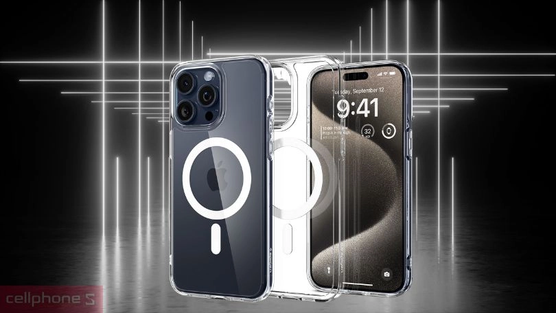Ốp lưng MagSafe iPhone 15 Pro Max Spigen Crystal Hybrid