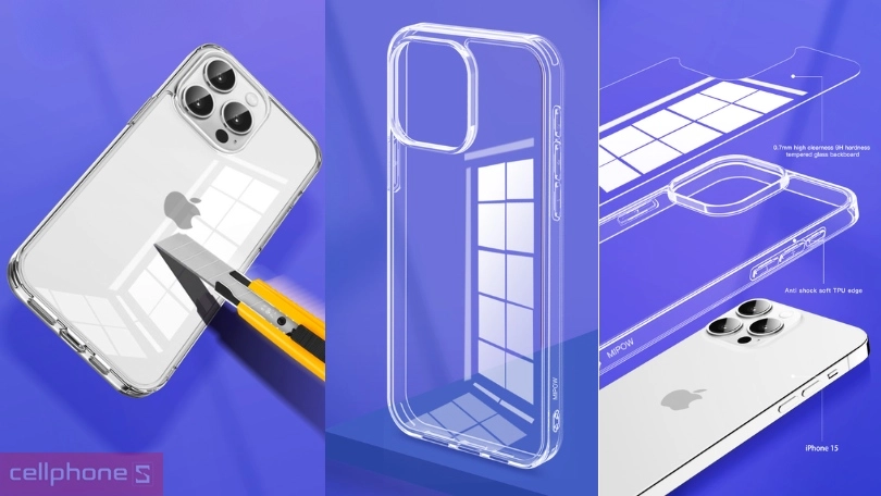 Ốp lưng iPhone 15 Plus/14 Plus MIPOW Transparent - Tinh giản, đẹp nguyên bản