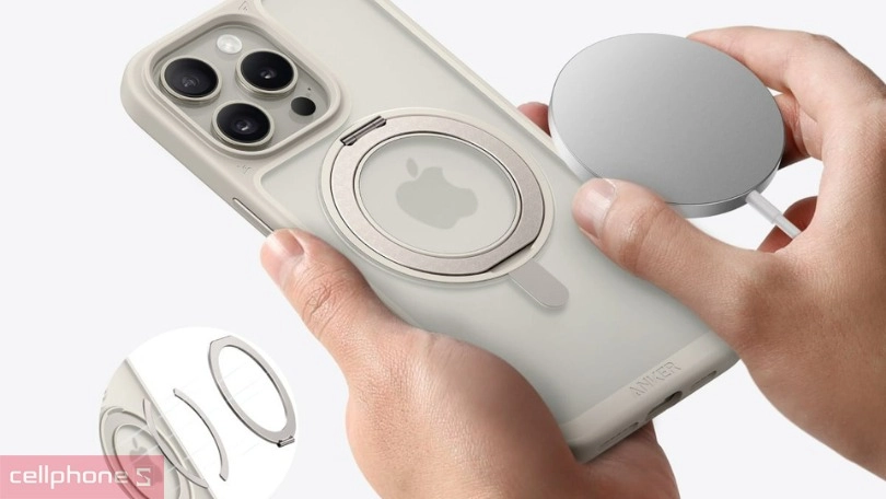 Thiết kế ốp lưng iPhone 16 Pro Anker With Magsafe And Ring Stand Clear