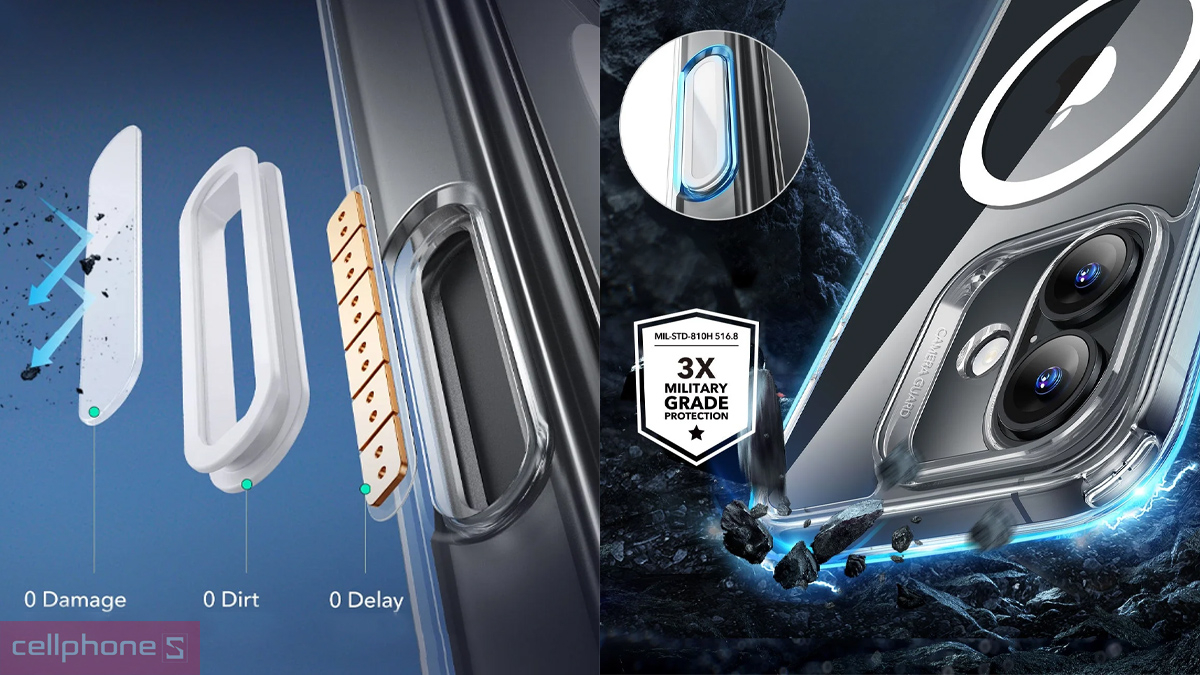 Thiết kế Ốp lưng iPhone 16 Plus ESR Classic Hybrid Case Halolock Clear