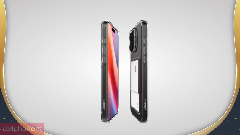 Ốp lưng iPhone 16 Pro Max Spigen Crystal Slot Crystal Clear trong suốt, chống sốc tốt