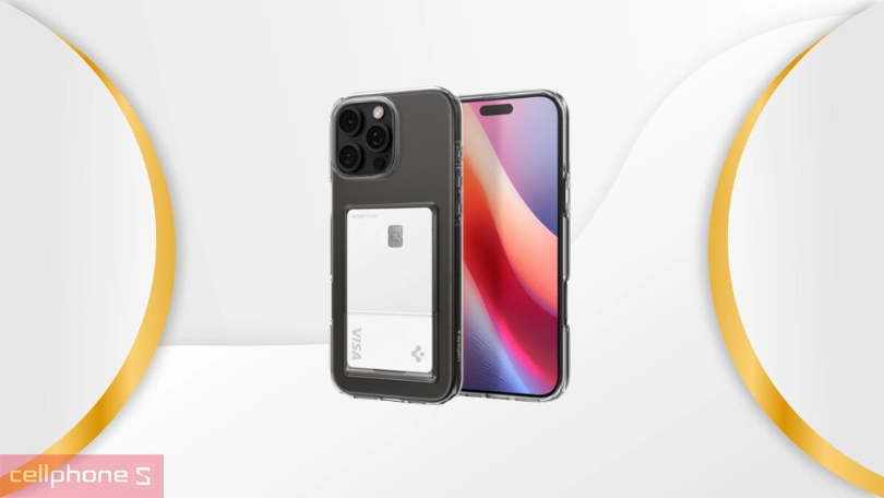 Ốp lưng iPhone 16 Pro Max Spigen Crystal Slot Crystal Clear trong suốt, chống sốc tốt