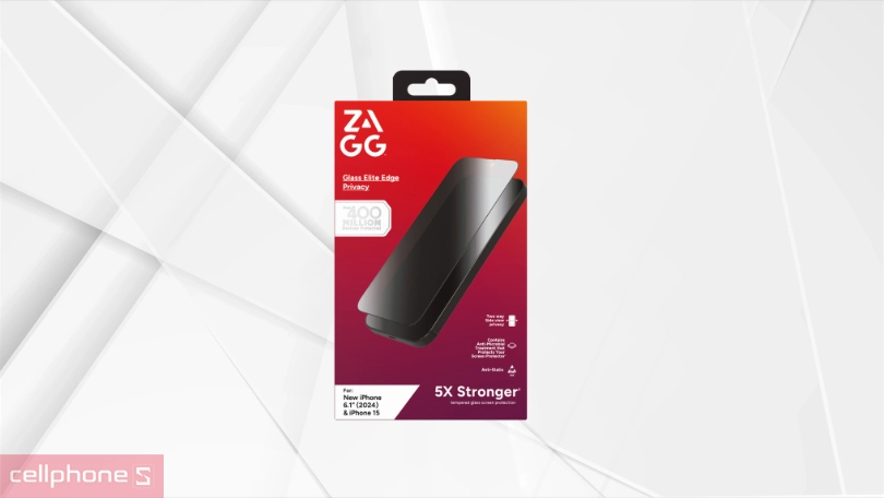 Kính cường lực iPhone 16 chống nhìn trộm Zagg Privacy Full - Bảo vệ riêng tư