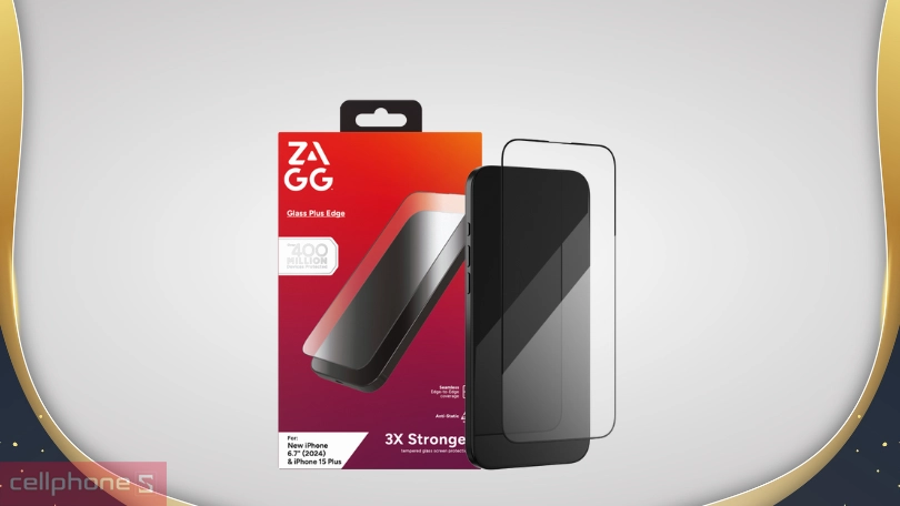 Kính cường lực iPhone 16 Plus Zagg Plus Edge - Bảo vệ tối ưu, trải nghiệm hoàn hảo