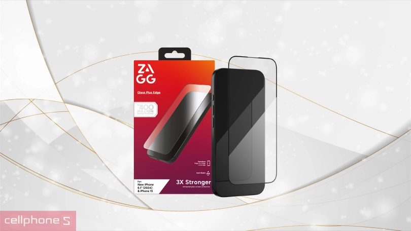 Kính cường lực iPhone 16 Zagg Plus Edge Full - Chống va đập gấp 3 lần