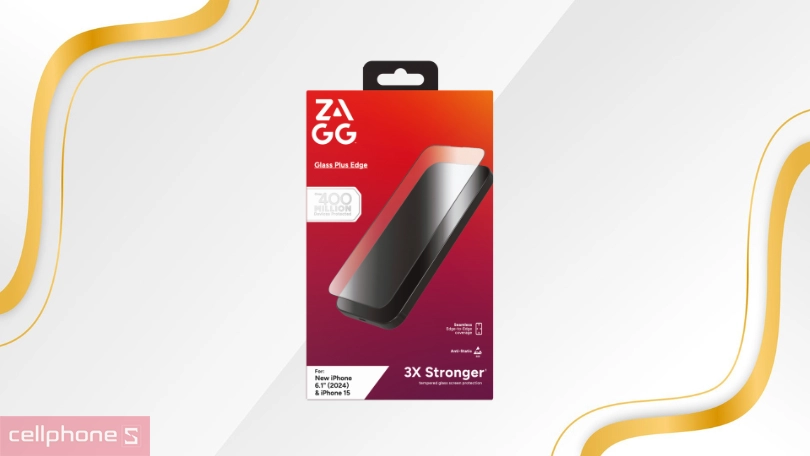 Kính cường lực iPhone 16 Zagg Plus Edge Full - Chống va đập gấp 3 lần