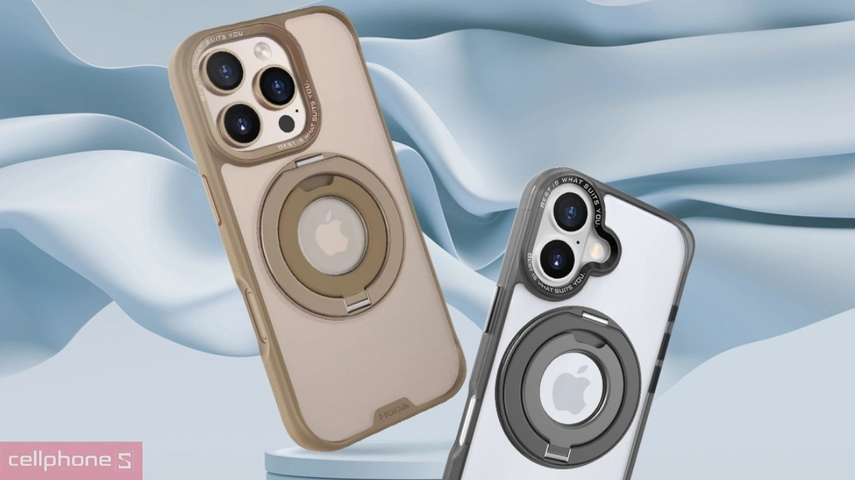 Ốp lưng iPhone 17 Pro Max Hoda Rough Ring Stand – Bảo vệ tối ưu