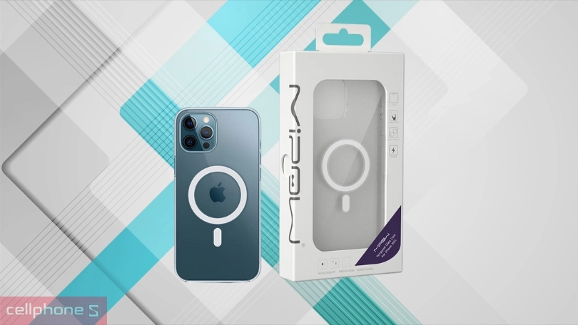 Ốp lưng iPhone 13 Pro Max Mipow Tempered Glass With MagSafe Transparent