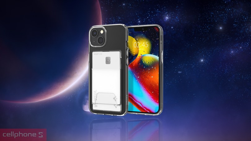 Thiết kế ốp lưng iPhone 13-14 Spigen Ultra Crystal Slot Dual Crystal Clear