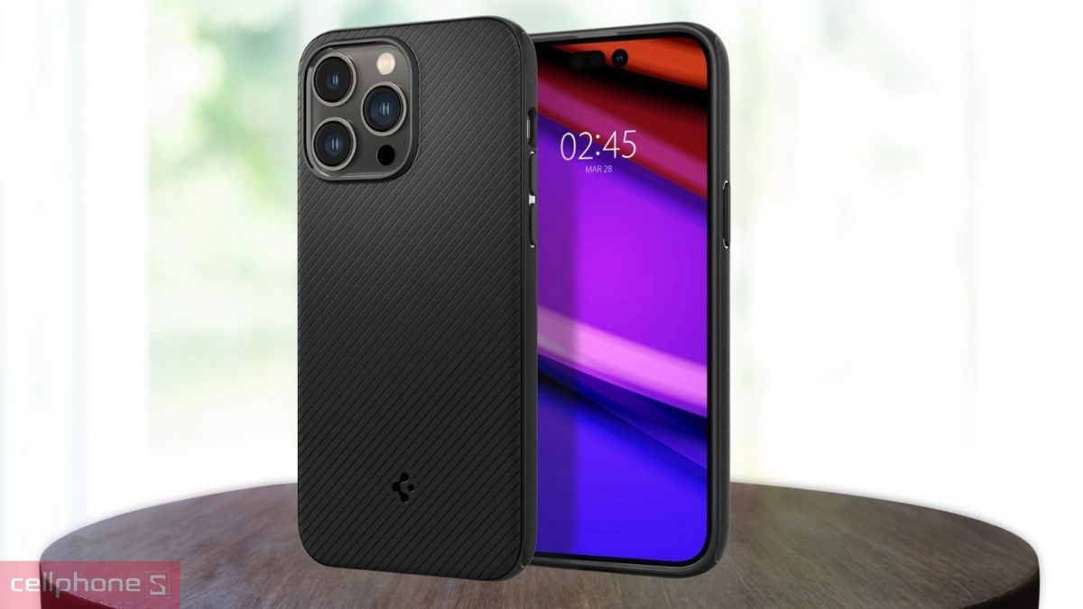 Họa tiết sọc chéo ốp lưng iPhone 14 Pro Max Spigen Mag Armor With Magsafe