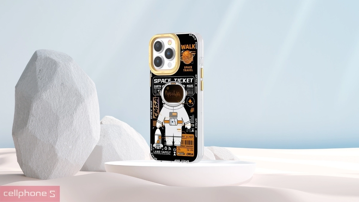 Tương thích sạc không dây ốp lưng iPhone 14 Pro TGVIS Space Cool Sky