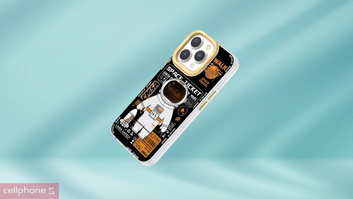 Viền camera ốp lưng iPhone 14 Pro TGVIS Space Cool Sky