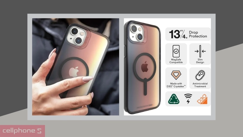 Ốp lưng iPhone 14 Plus Gear4 D30 Milan hỗ trợ sạc Magsafe