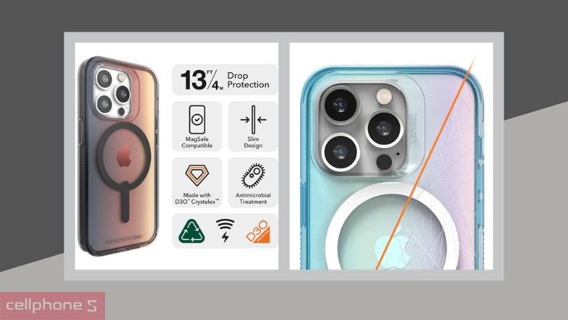 Ốp lưng iPhone 14 Pro Gear4 D3O Milan hỗ trợ sạc MagSafe