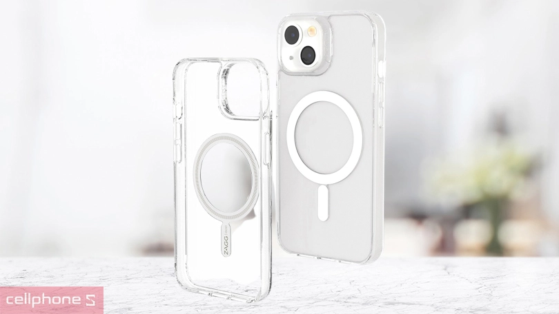 Ốp lưng iPhone 14 Zagg Clear hỗ trợ sạc MagSafe