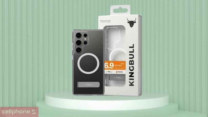 Ốp lưng Magsafe Samsung Galaxy S25 Ultra Mipow Tempered Stand Transparent - Tiện lợi