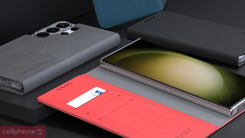 Ốp lưng Samsung Galaxy S23 Ultra Araree Mustang Diary Ash: da cao cấp, nhiều ngăn 