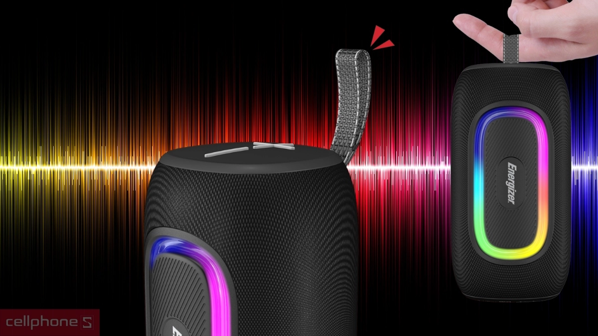 Thiết kế nhỏ gọn loa Bluetooth Energizer BTS163BK tích hợp pin dự phòng