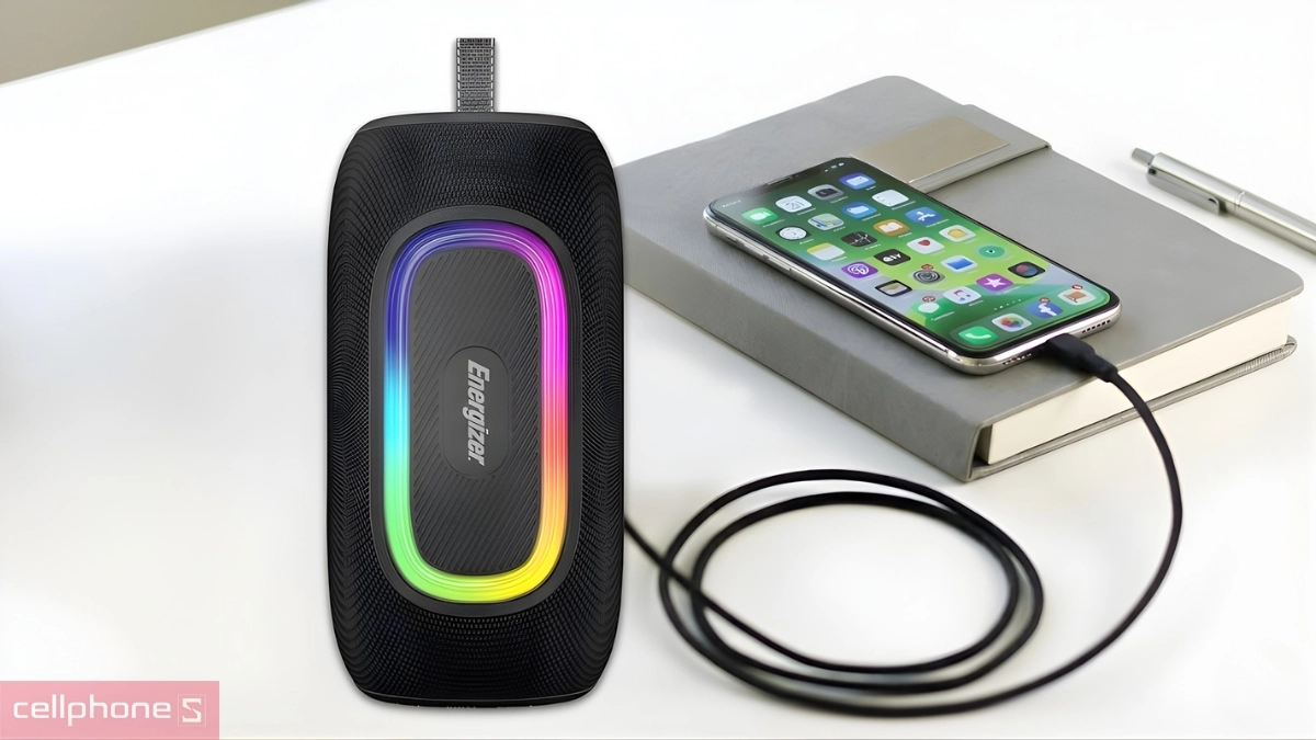 Pin 1800mAh loa Bluetooth Energizer BTS163BK tích hợp pin dự phòng